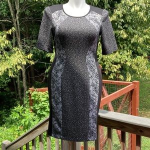 Connected Apparel black bodycon lace front dress size 14P